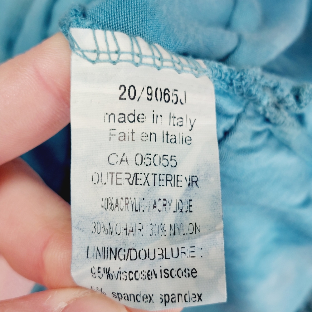 NWT Italian Knit Layered Tunic Scoop Neck Sequence Band Aqua Combo Top  Size L - Picture 7 of 8